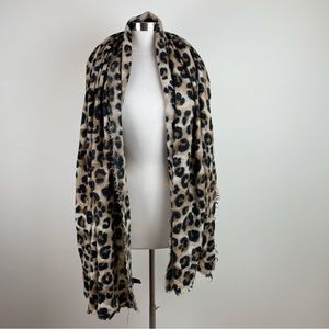 Jane & Berry Black Brown Leopard Animal Print Scarf Wrap Women